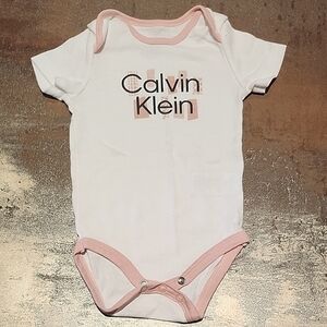 Calvin Klein Baby Bodysuit in White and Pink